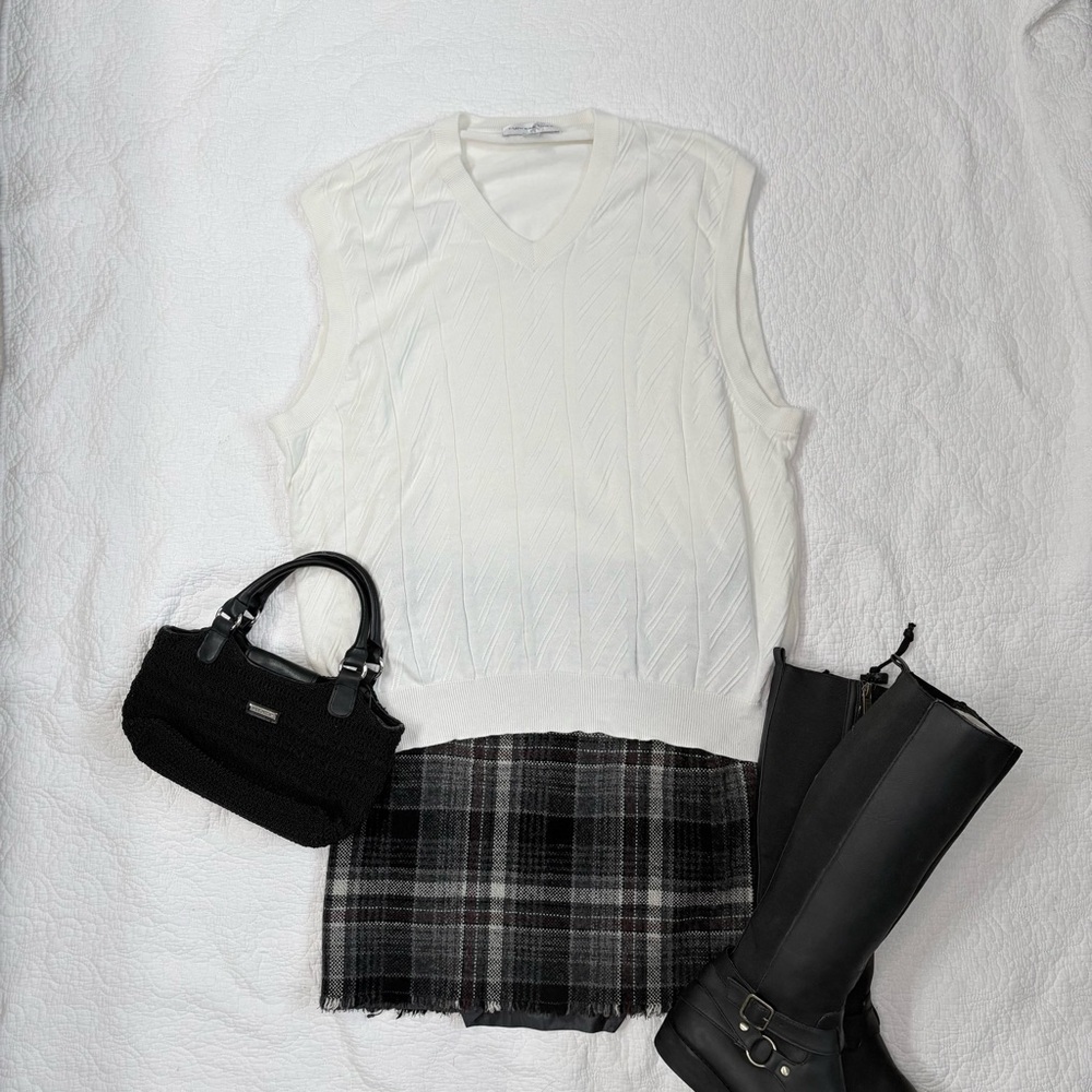 ❤️ Sweater Vest White Cotton | Cypress Links | Size L